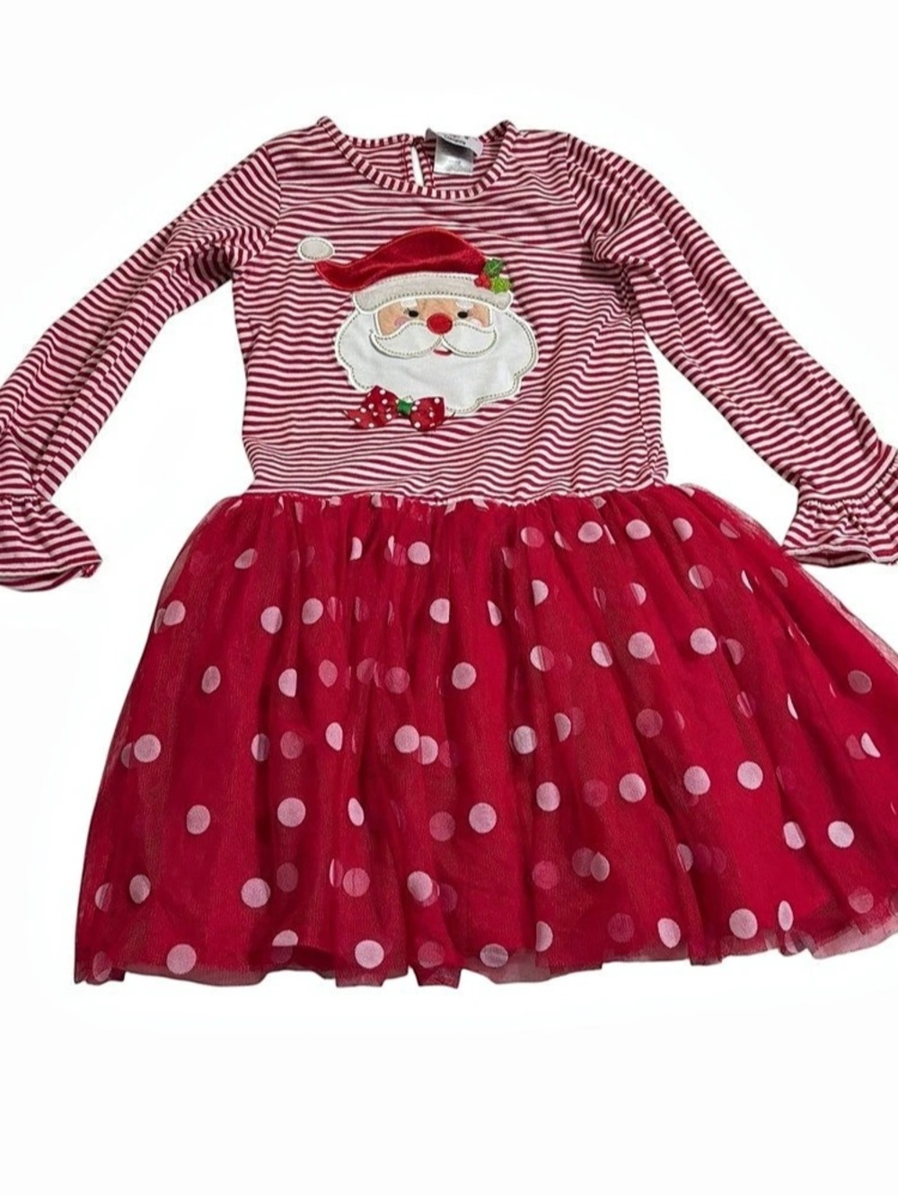 Counting Daisies Santa Striped Red Polka Dot Tutu Dress Girls' size 8